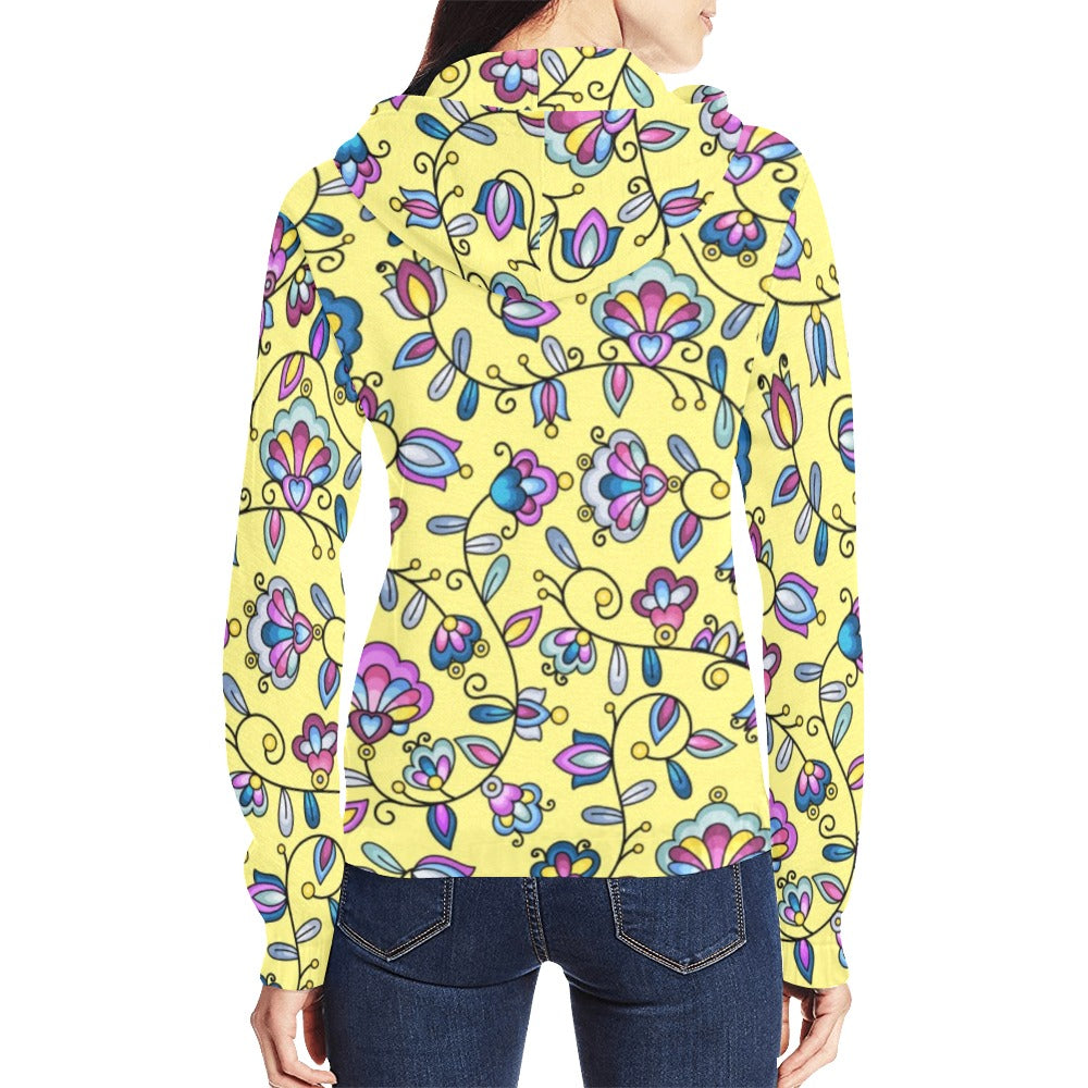 Autumn Bundle Blessing Yellow Full Zip Hoodie for Women