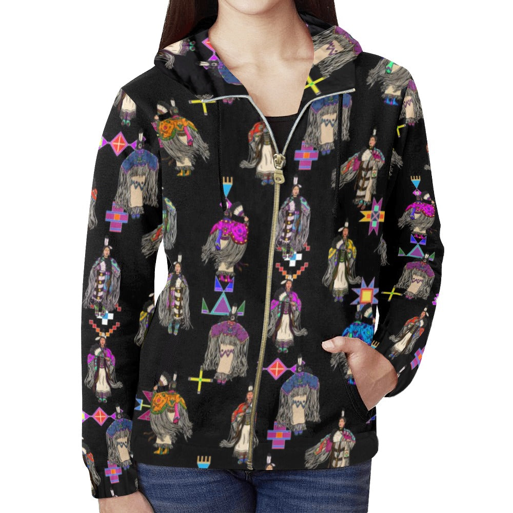 Women's Tradish Dancers Black Full Zip Hoodie for Women