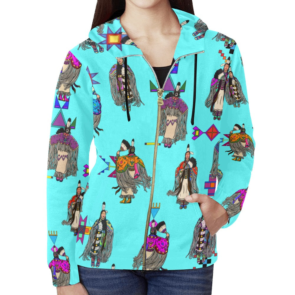 Women's Tradish Dancers Turquoise Full Zip Hoodie for Women