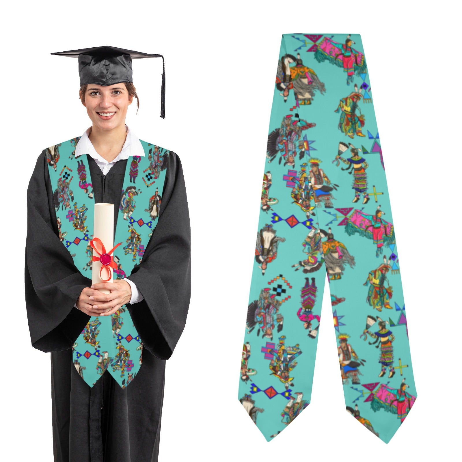Grand Entry Dancers Eggshell Blue Graduation Stole