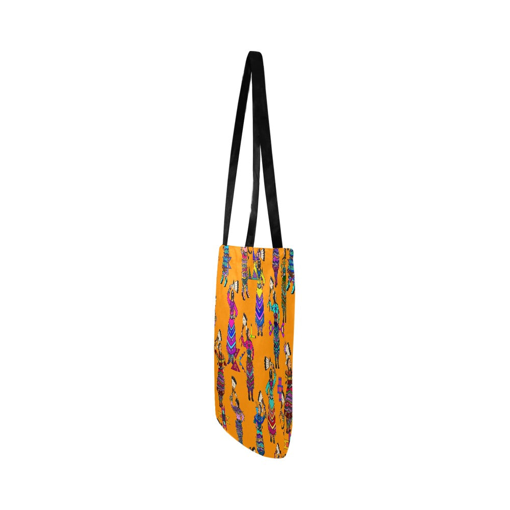 Women's Jingle Dancers Orange Reusable Shopping Bag (Two sides)