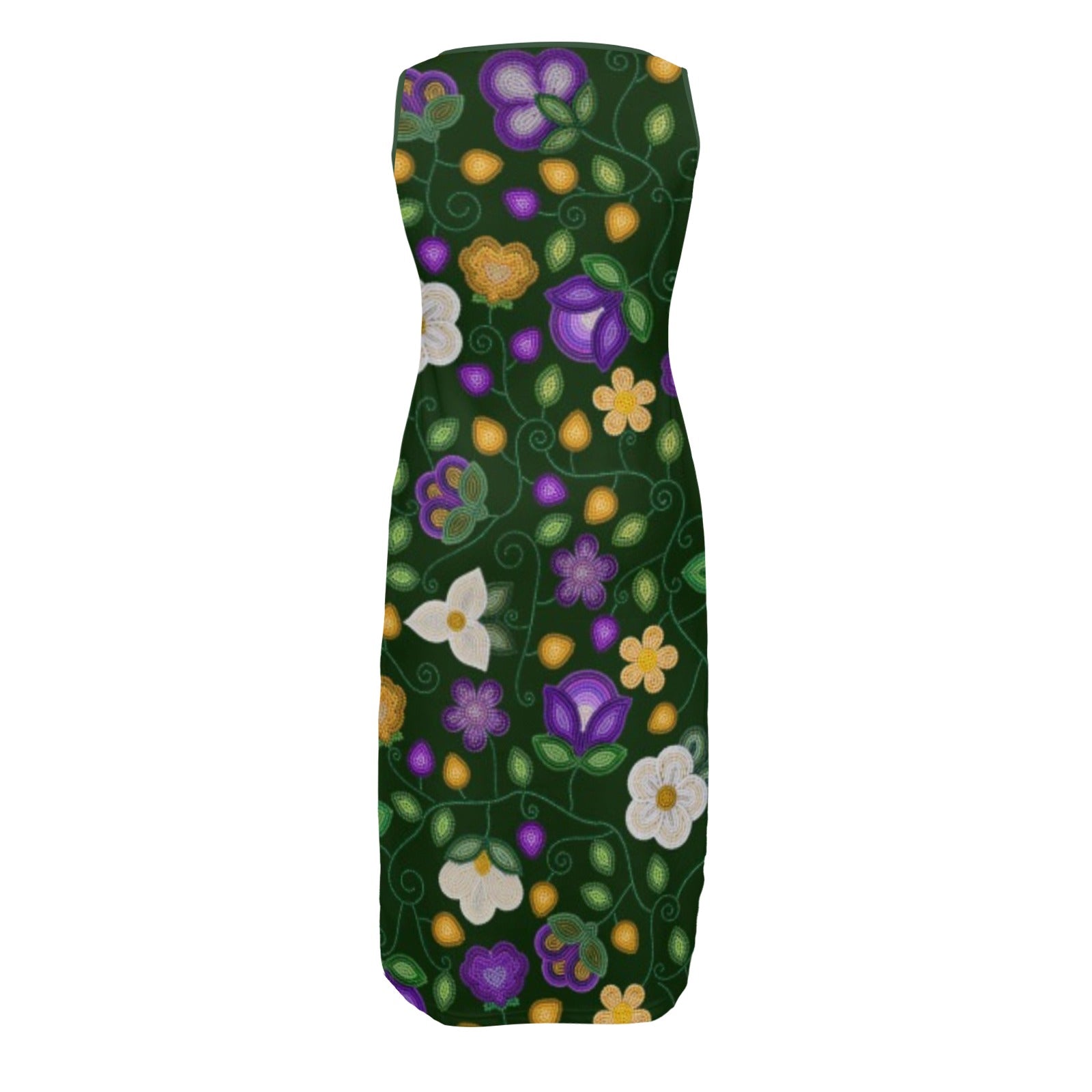 Midnight Moss Bloom Forest Phaedra Sleeveless Open Fork Long Dress