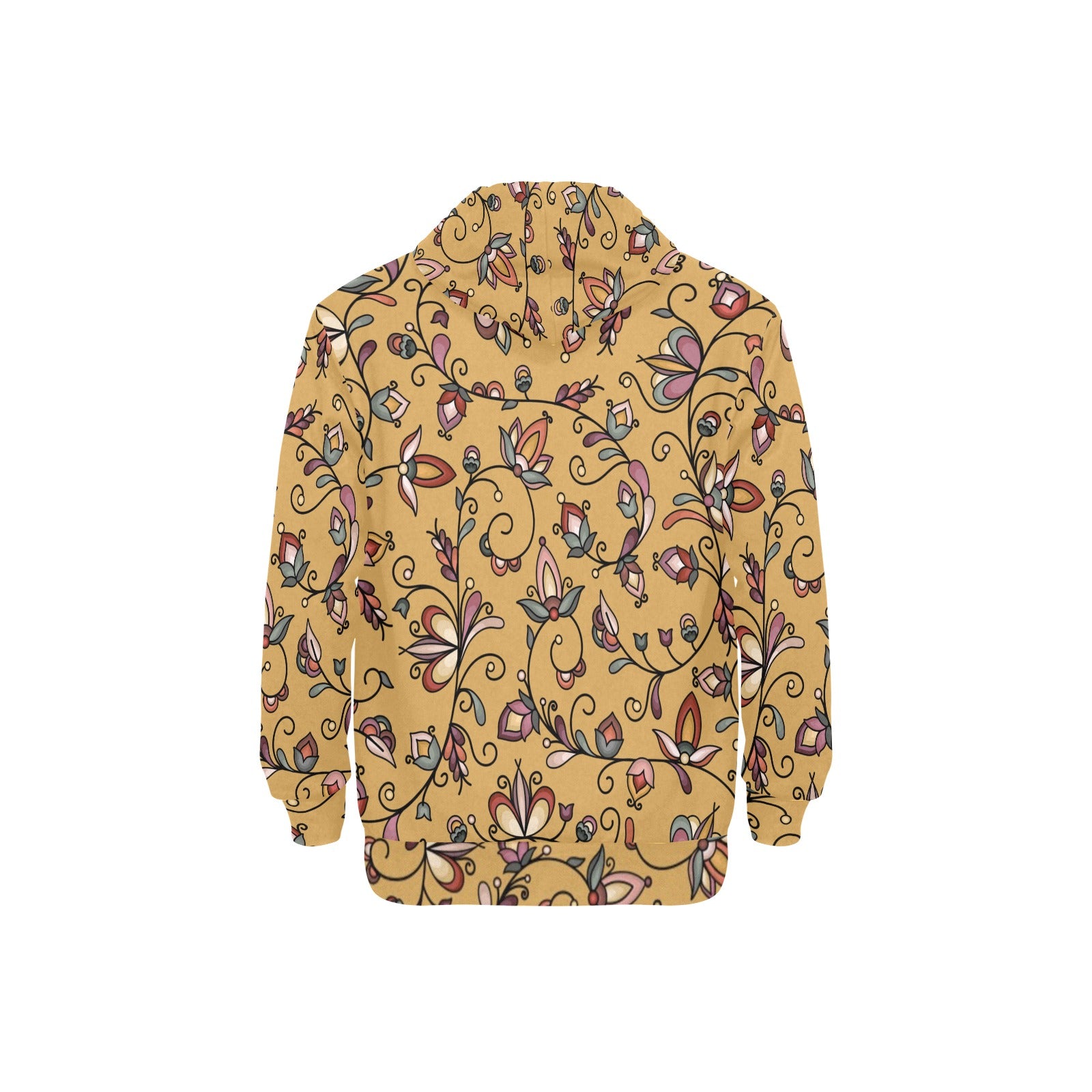 Burnt Sky Petals Gold Men's Long Sleeve Fleece Hoodie