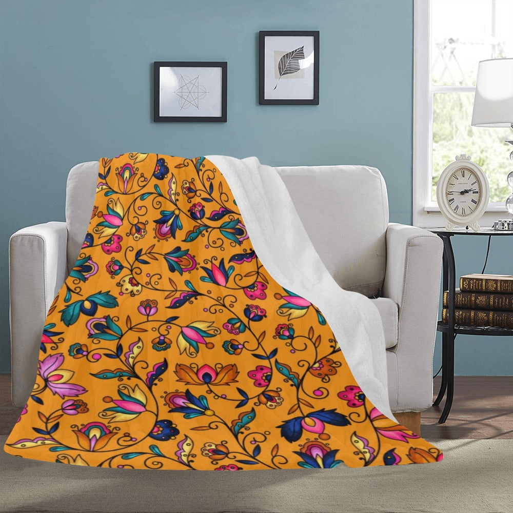 Copper Prairie Petals Orange Ultra-Soft Micro Fleece Blanket 60"x80"