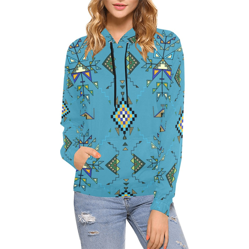 Bear Shield Blue Hoodie for Women (USA Size)