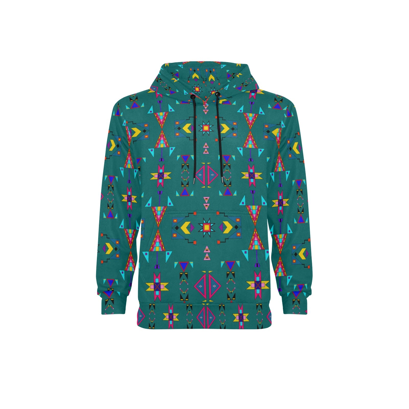 Enemy Territory Teal Men's Long Sleeve Fleece Hoodie