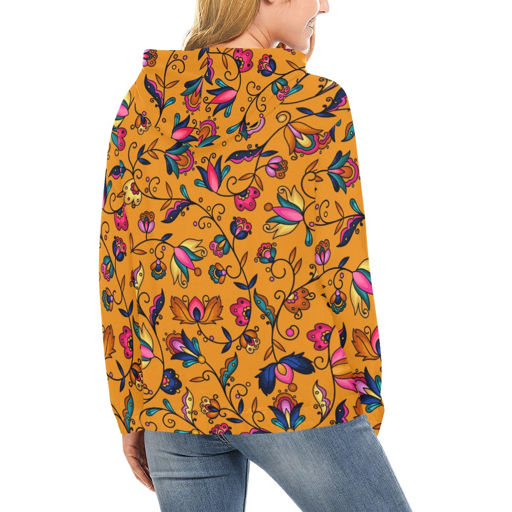 Copper Prairie Petals Orange Hoodie for Women (USA Size)
