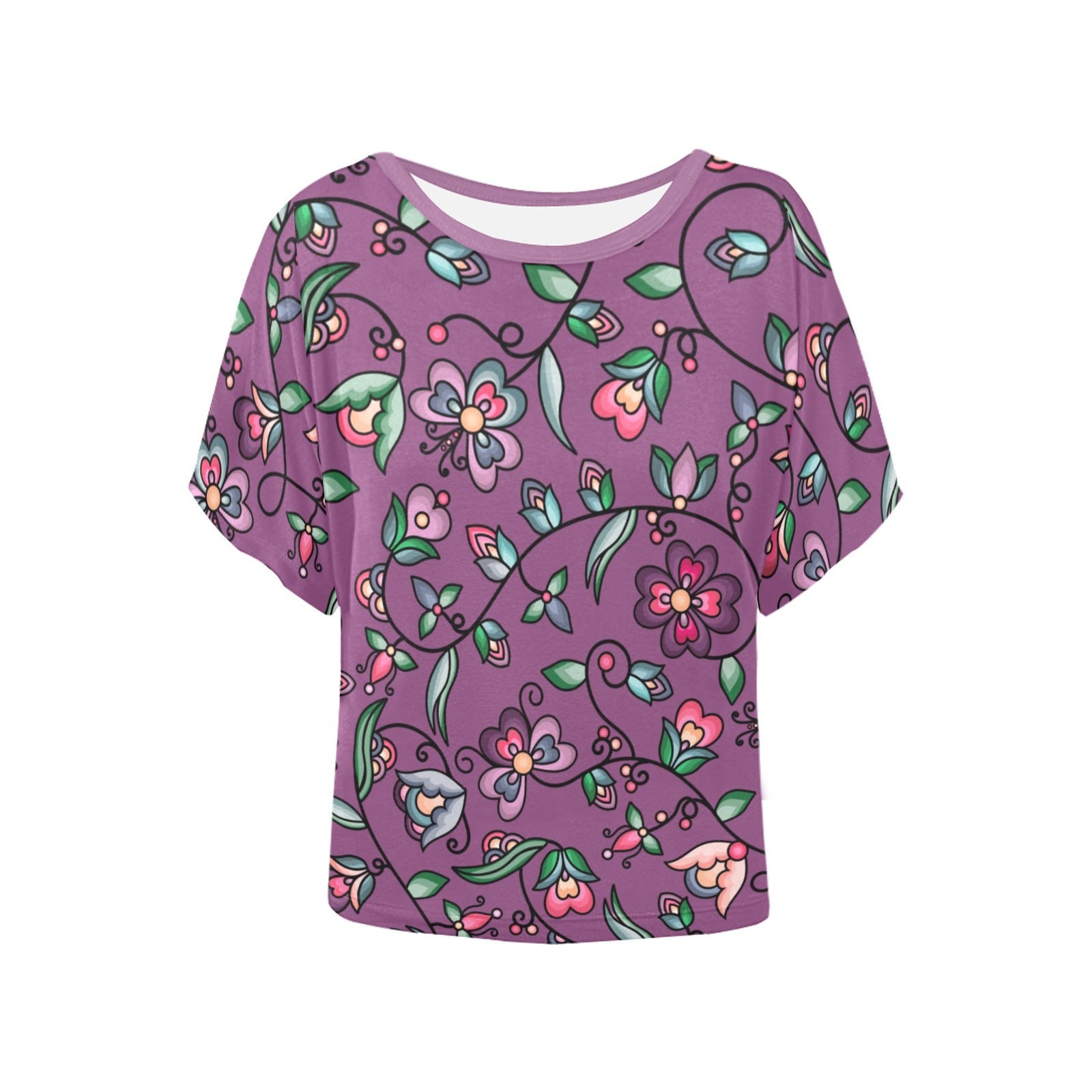 Amber Evening Garland Purple Women's Batwing-Sleeved Blouse T shirt