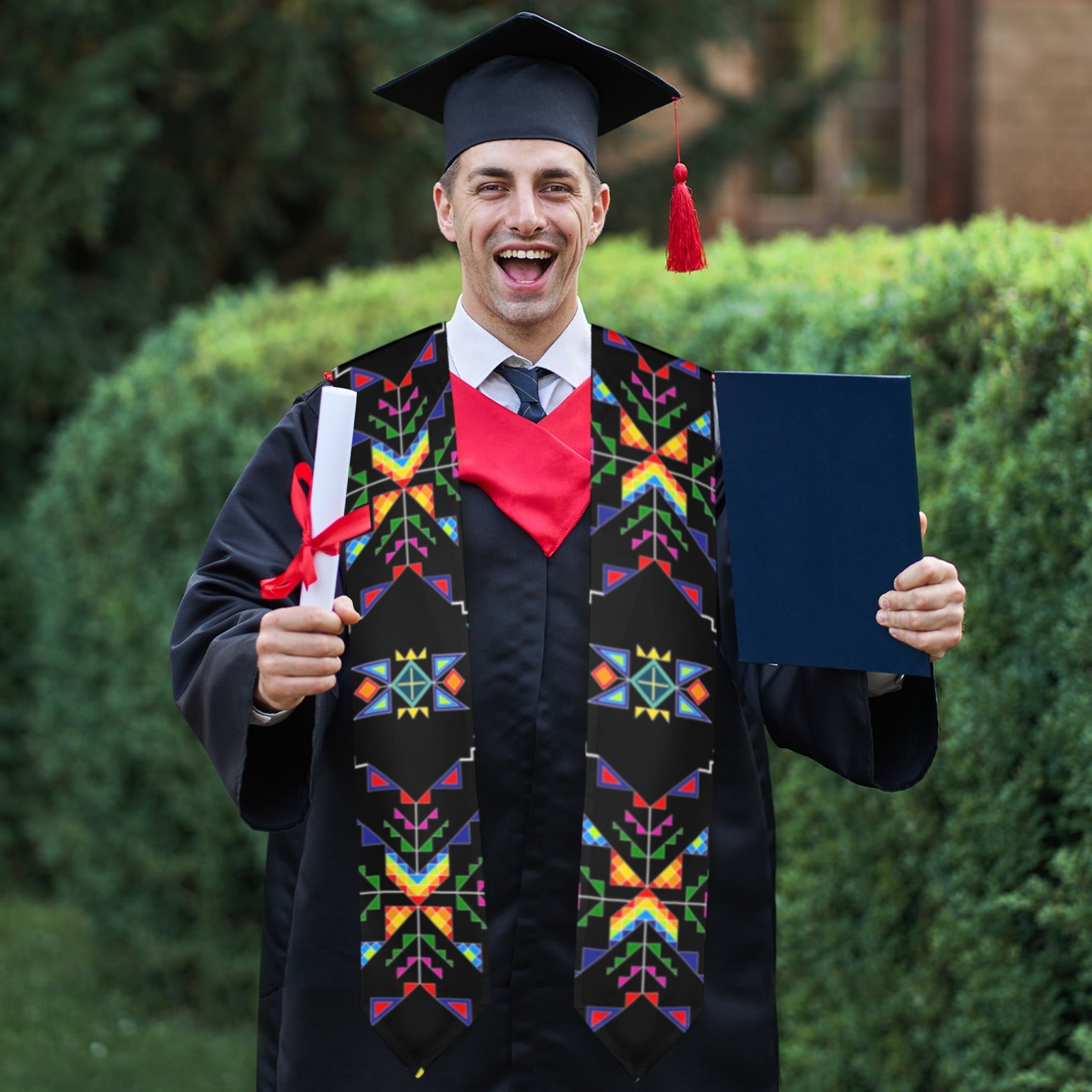Buffalo Jump Black Graduation Stole