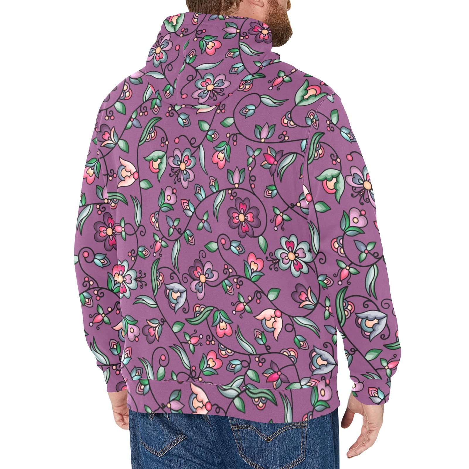 Amber Evening Garland Purple Men's Long Sleeve Fleece Hoodie