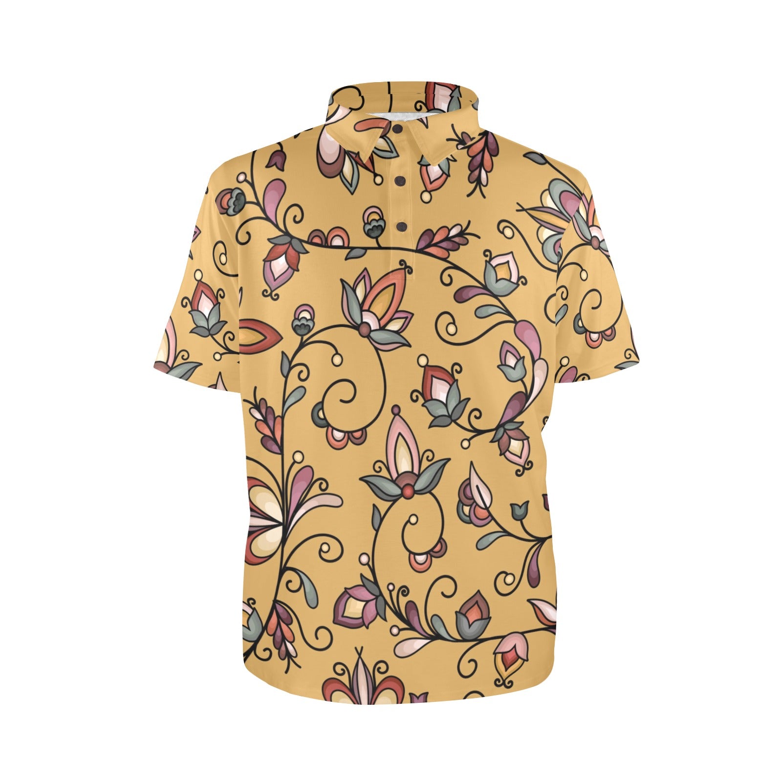 Burnt Sky Petals Gold Polo Shirt