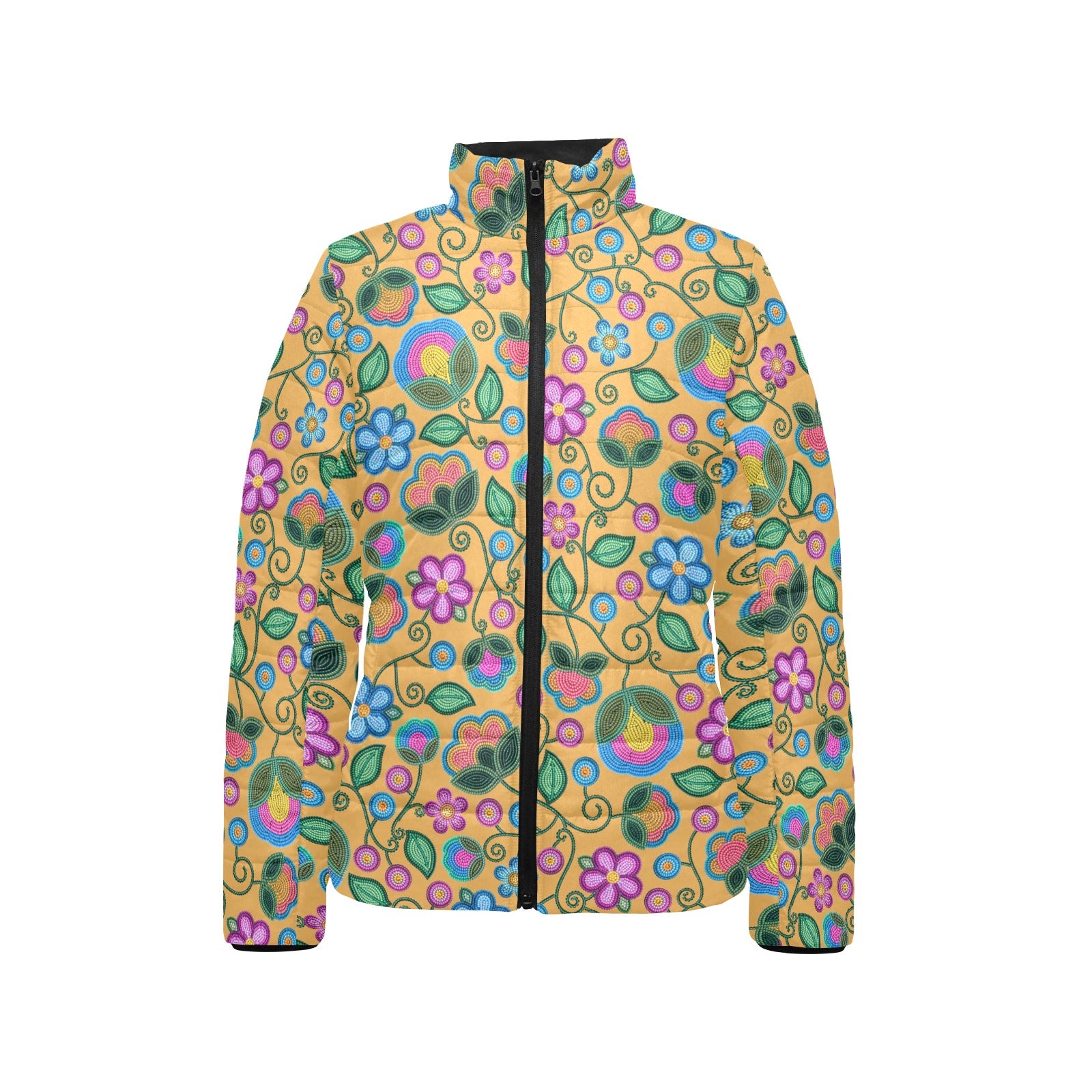 Turquoise Sunbeam Yellow Women's Stand Collar Padded Jacket