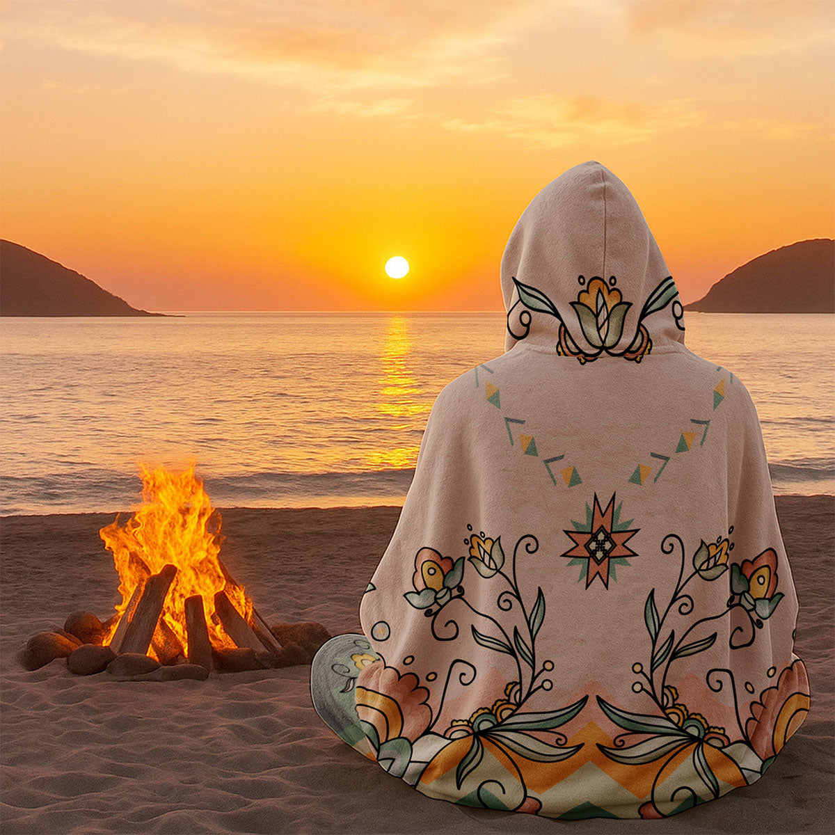 Falling Leaf Rising Bloom Women's Hooded Blanket