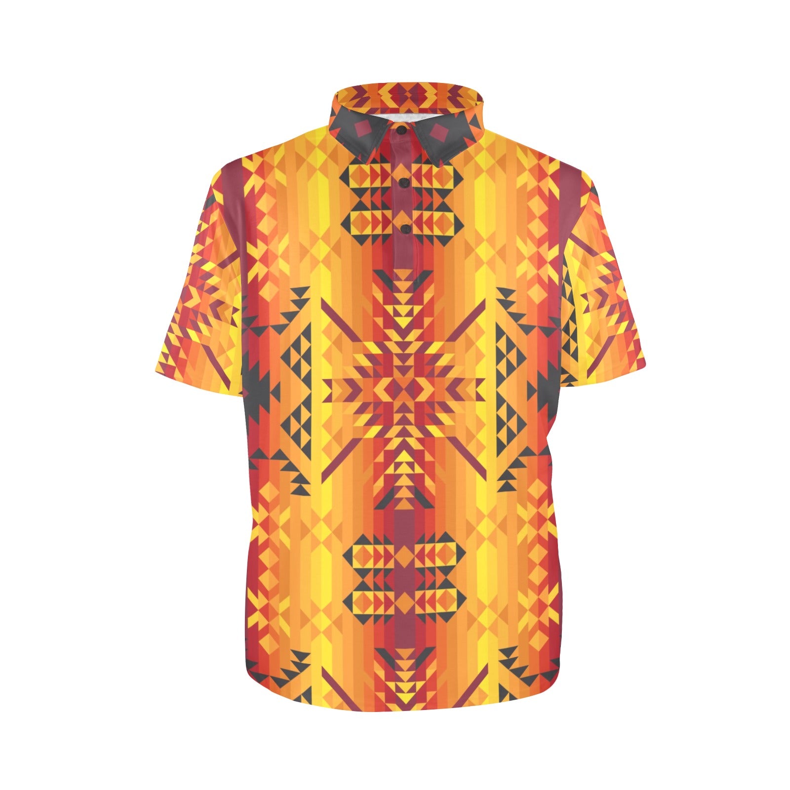 Desert Geo Yellow Red Polo Shirt