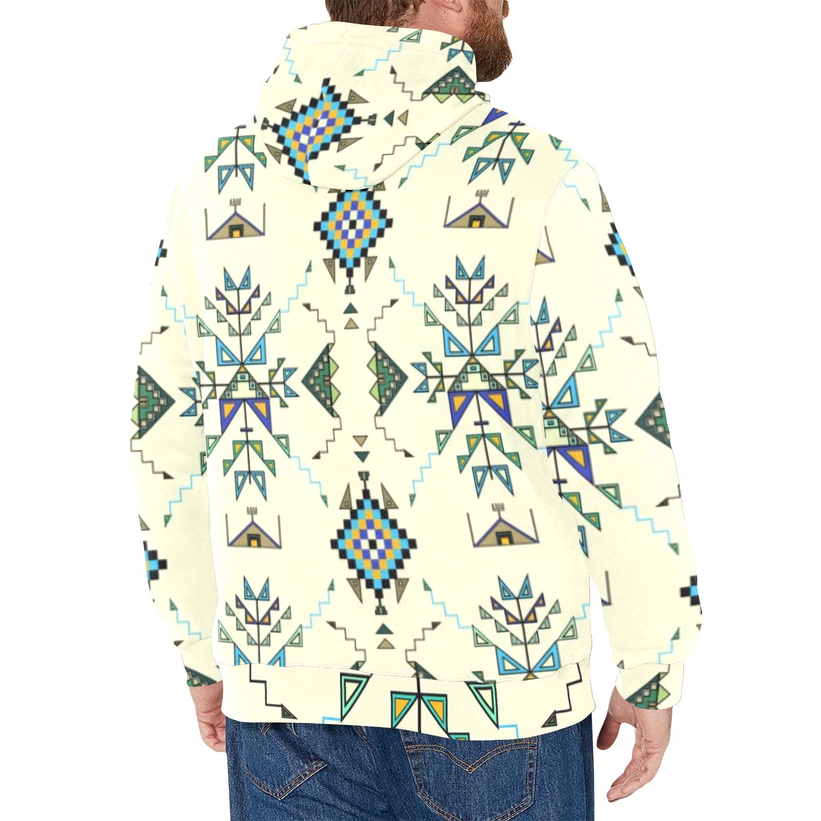 Bear Shield Cream Men's Long Sleeve Fleece Hoodie