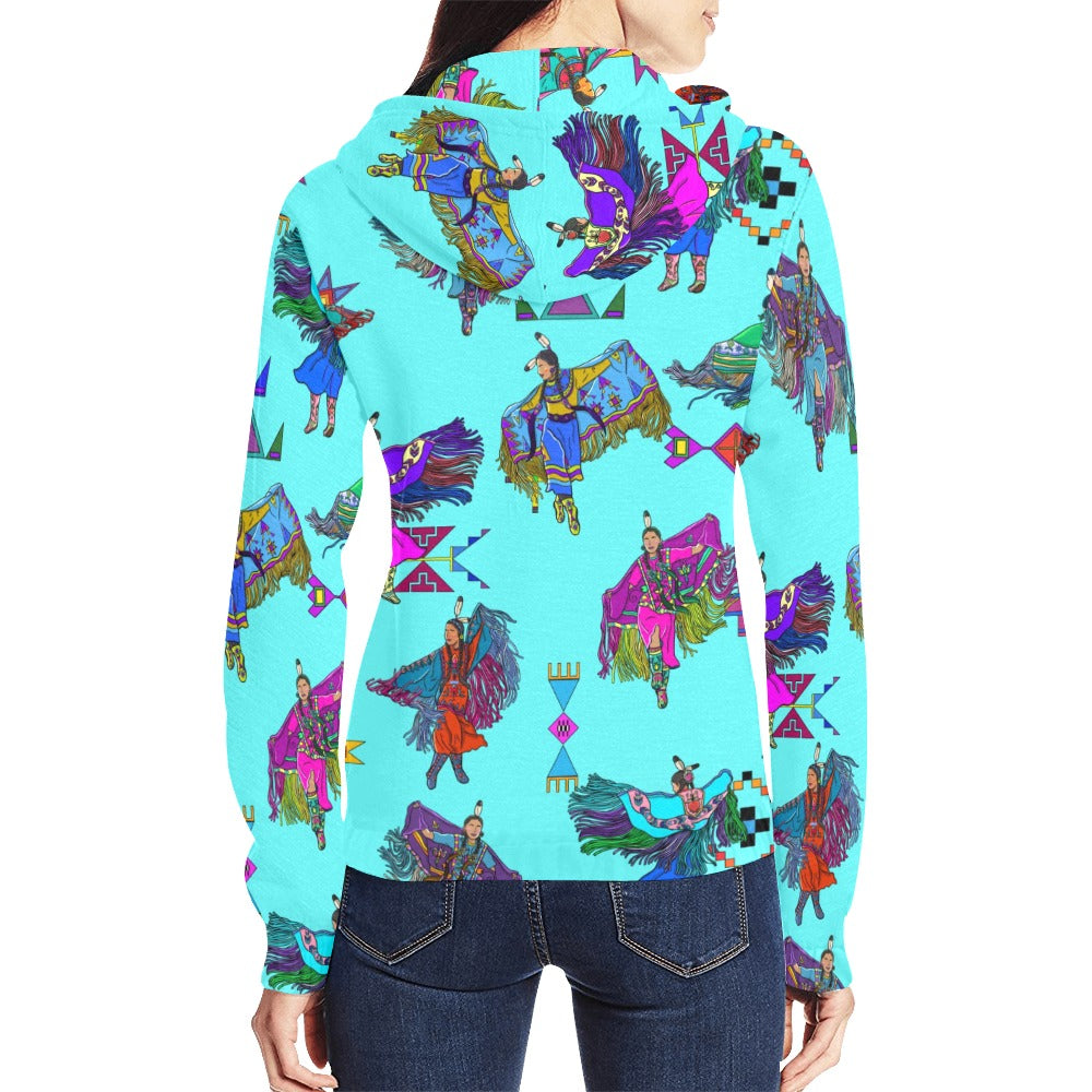 Women's Fancy Dancers Turquoise Full Zip Hoodie for Women