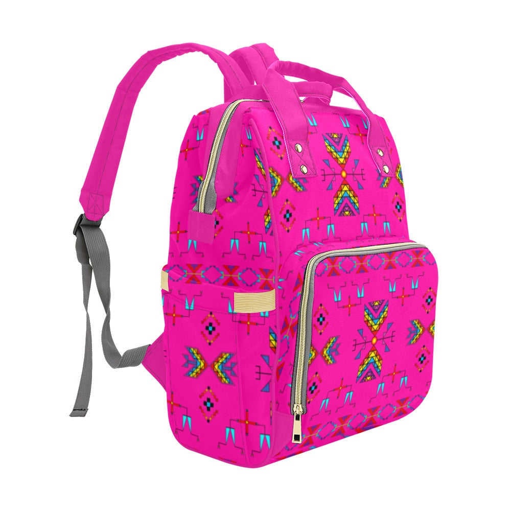 Rainy Chief Rainbow Hot Pink Multi-Function Diaper Backpack/Diaper Bag