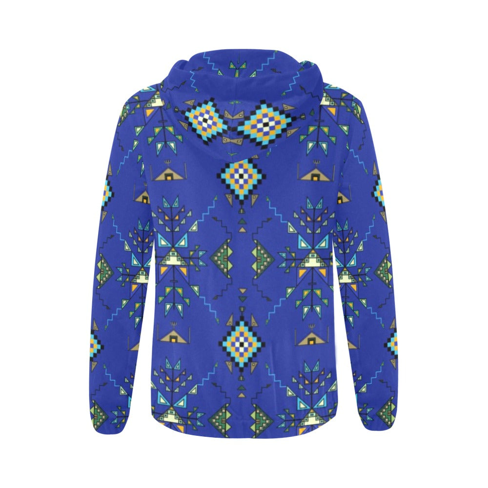 Bear Shield Dark Blue Full Zip Hoodie for Women