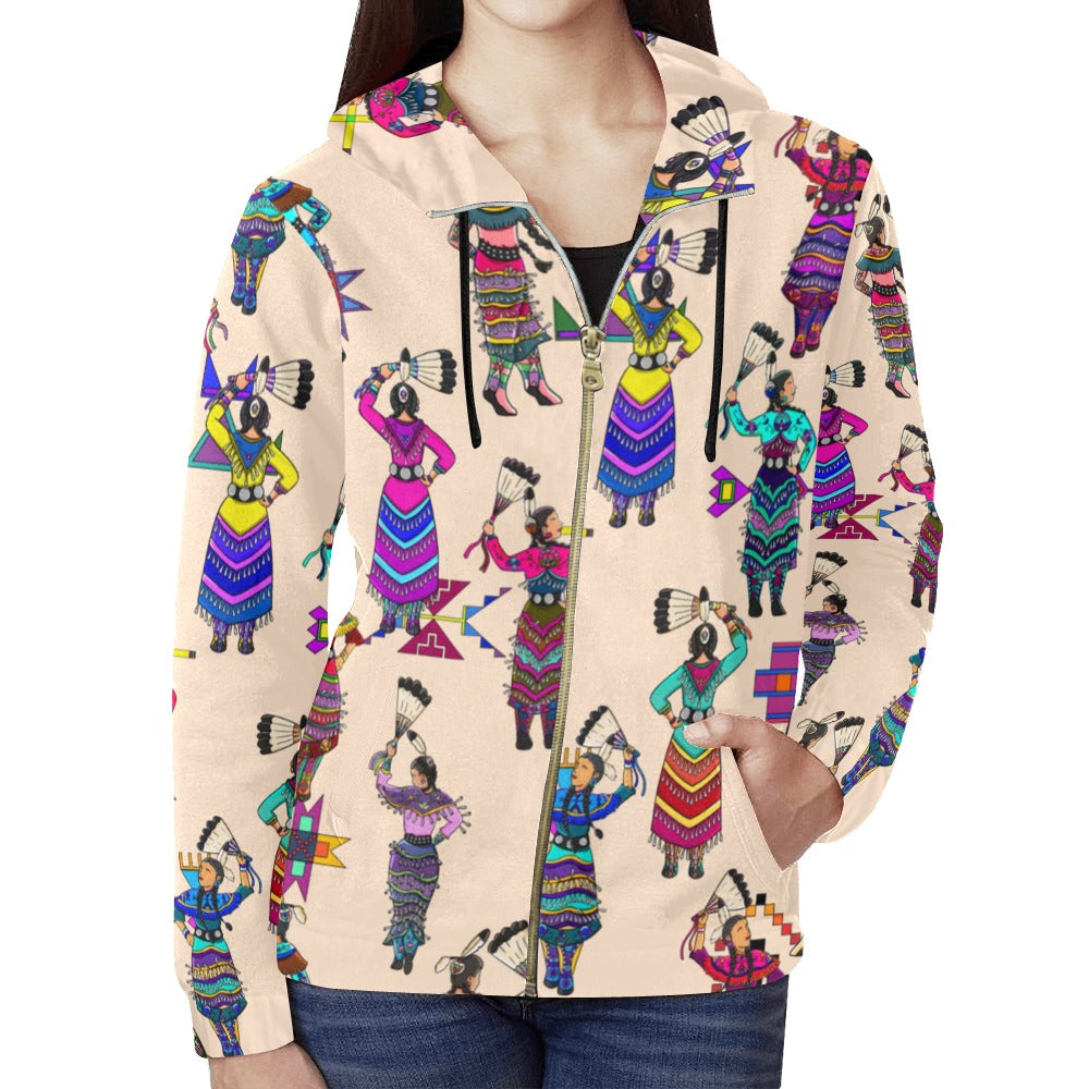 Women's Jingle Dancers Muslin Full Zip Hoodie for Women