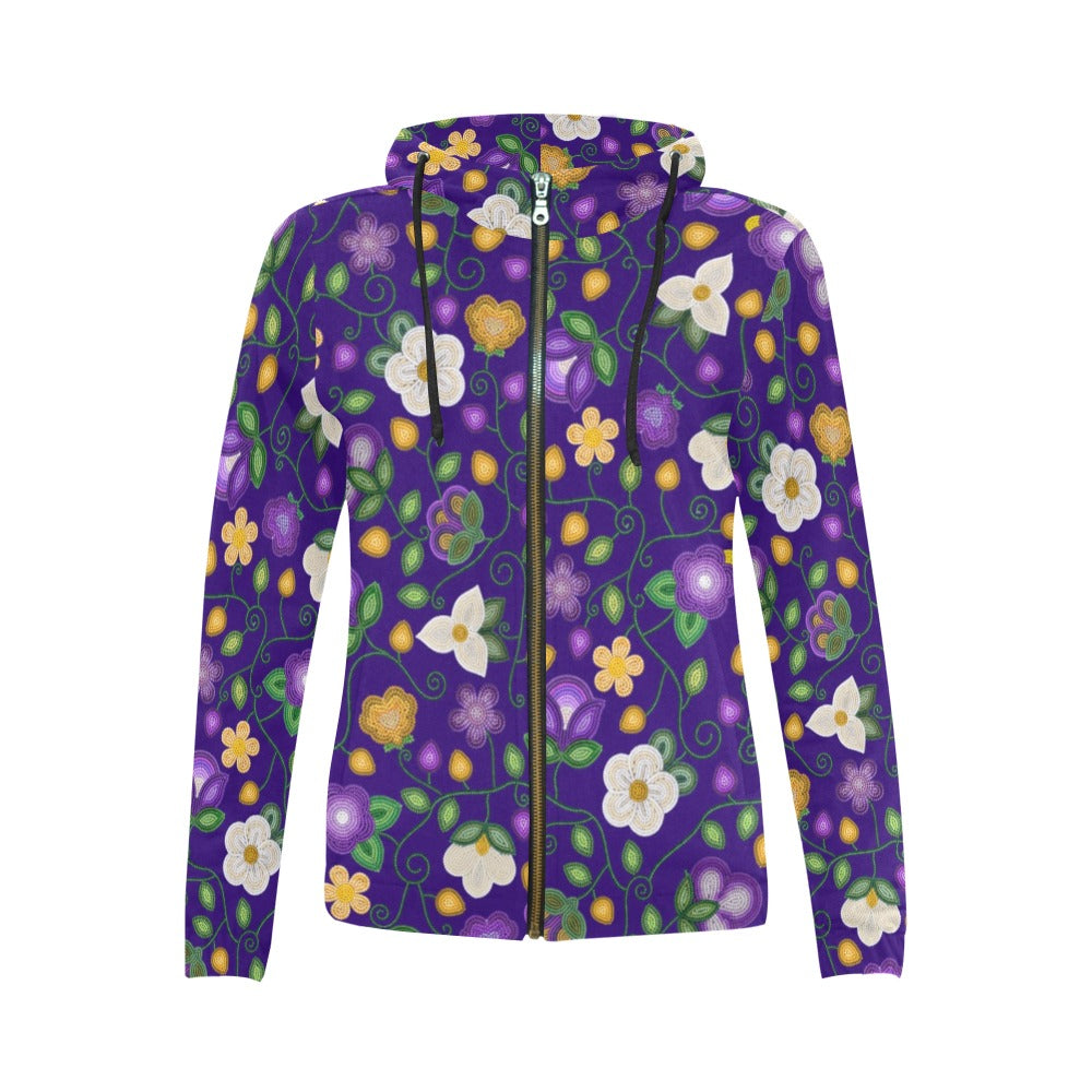 Midnight Moss Bloom Aubergine Full Zip Hoodie for Women