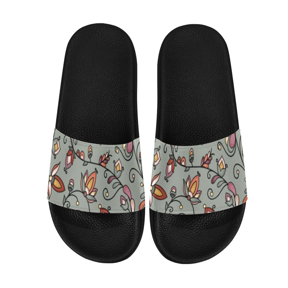Burnt Sky Petals Green Men's Slide Sandals