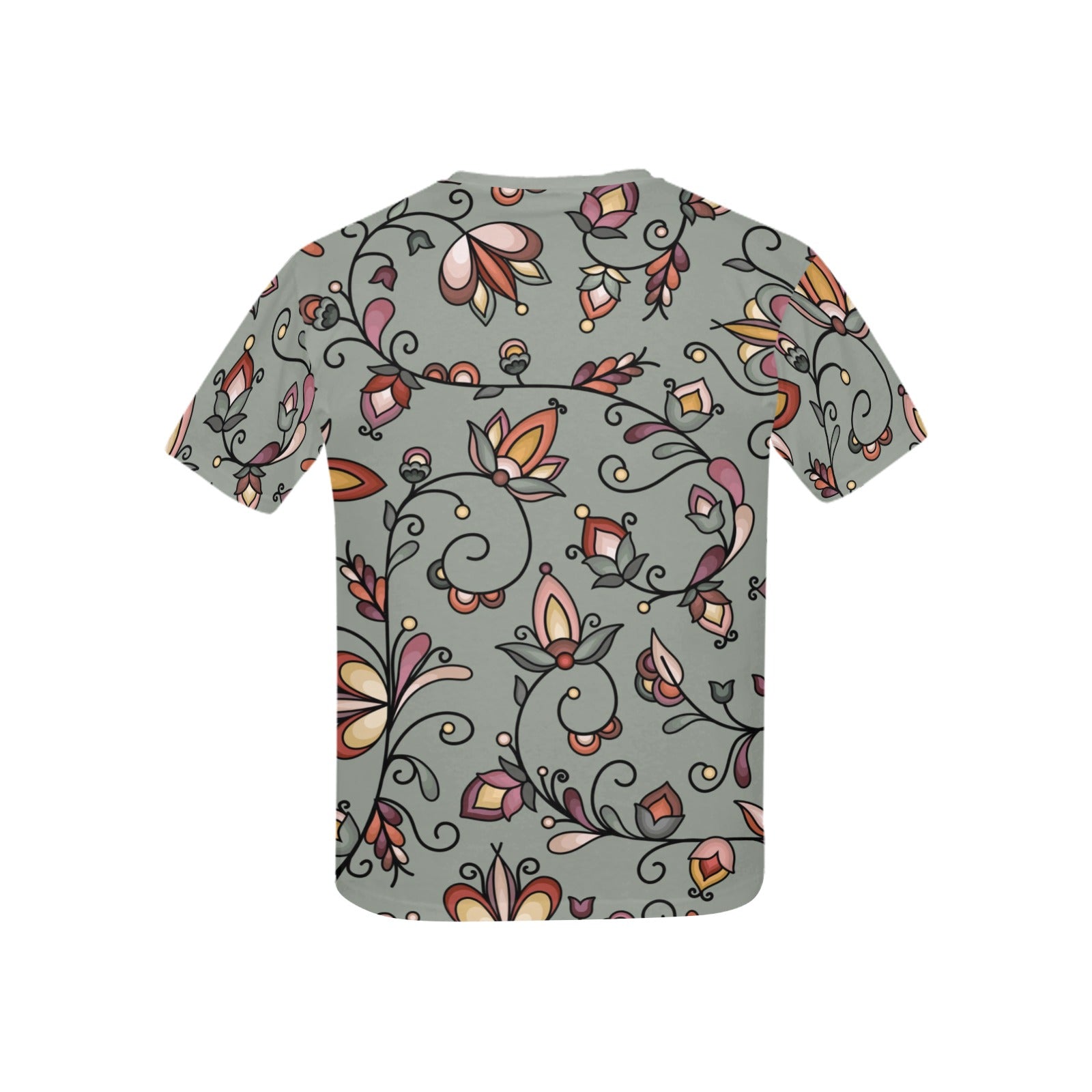 Burnt Sky Petals Green Kids' T-shirt (USA Size)