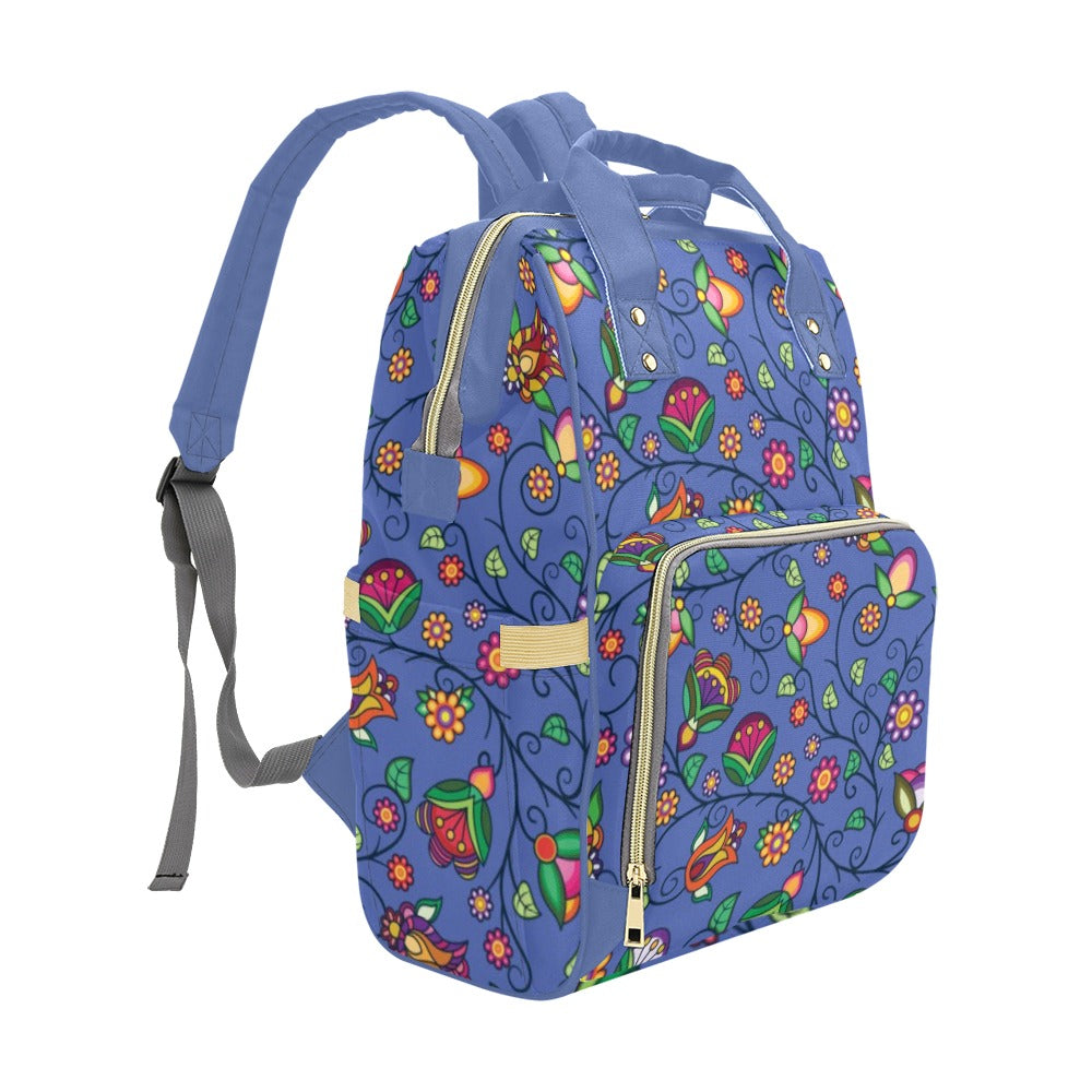 Heartbeat Petals Blue Multi-Function Diaper Backpack/Diaper Bag