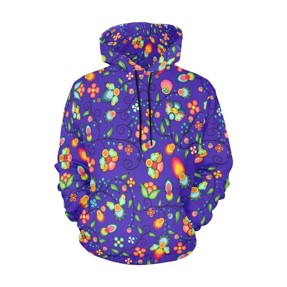 Floral Bounty Blue Hoodie for Men (USA Size)