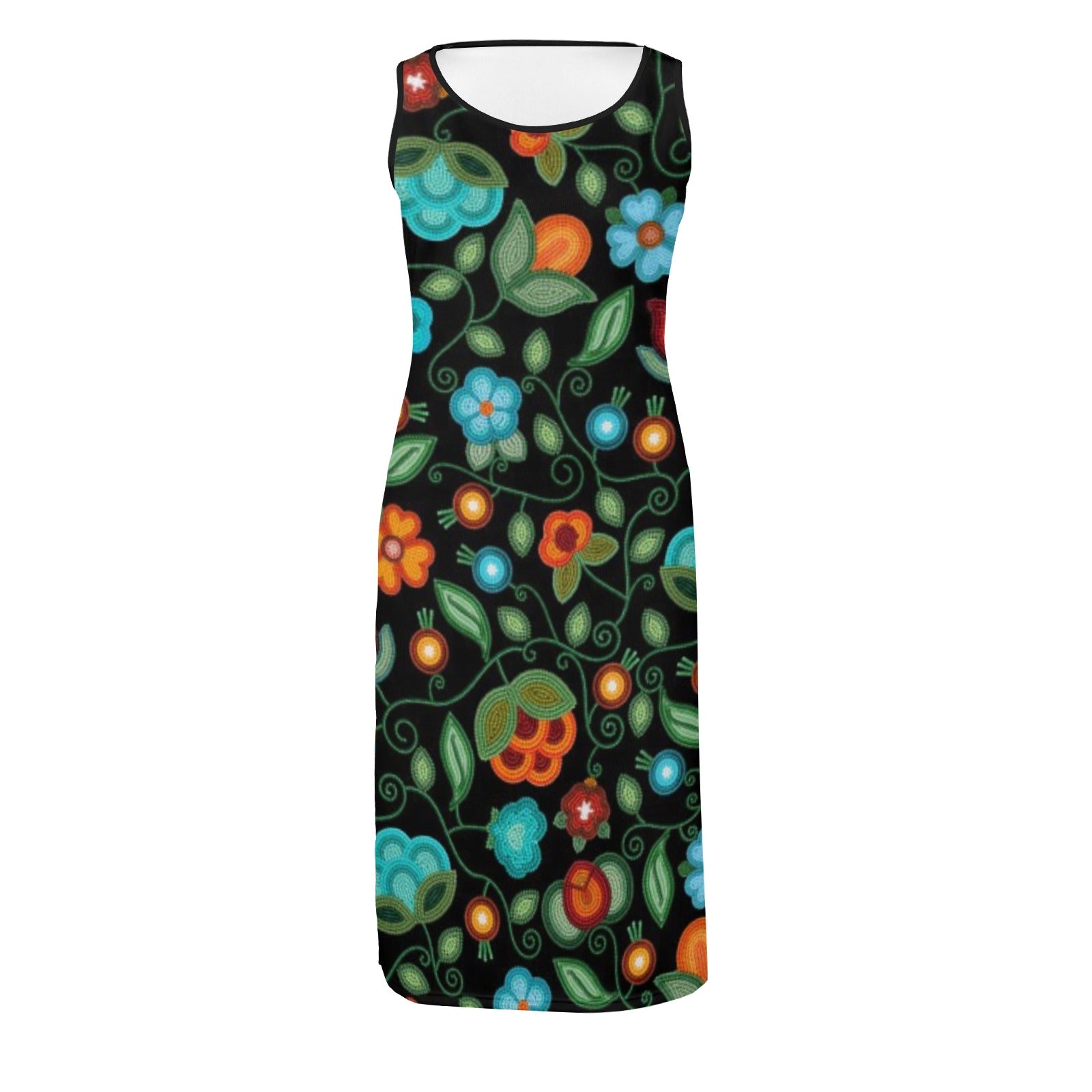 Prairie Fire Petals Black Phaedra Sleeveless Open Fork Long Dress