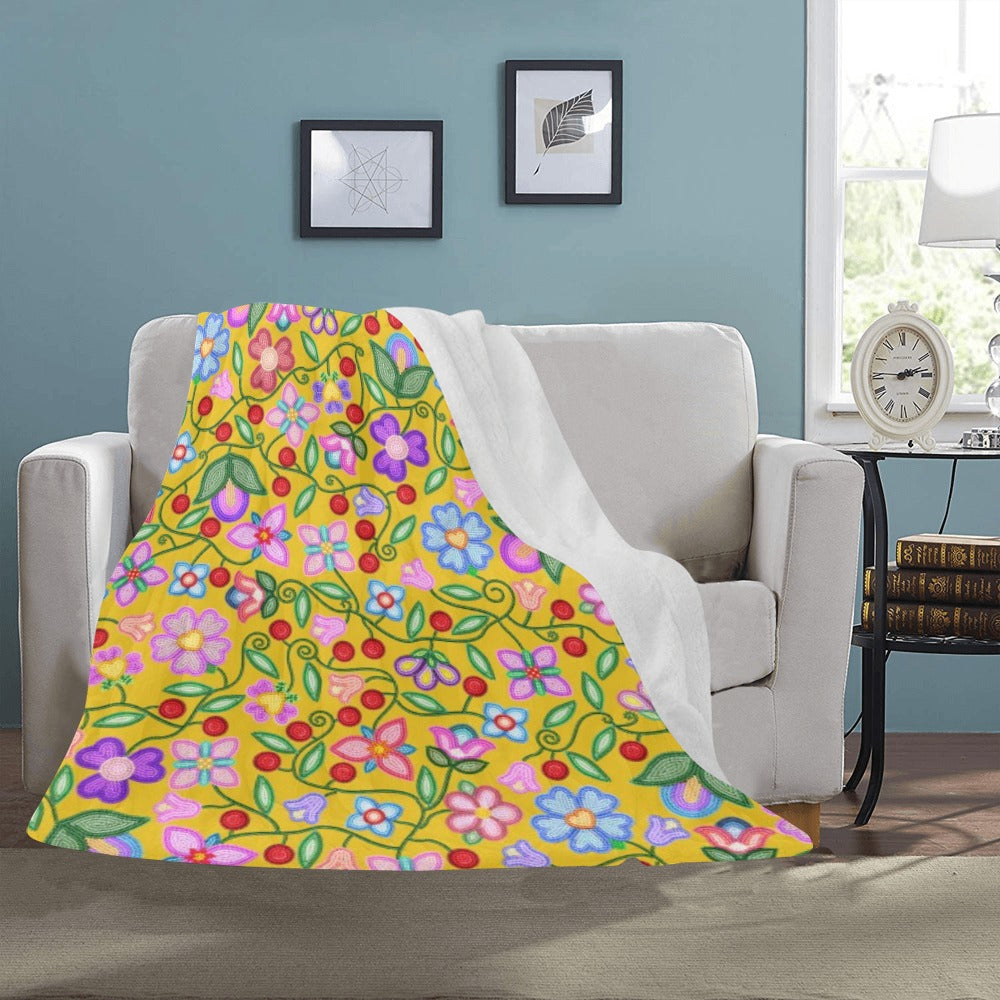 Petal Harmony Ochre Ultra-Soft Micro Fleece Blanket 50"x60"