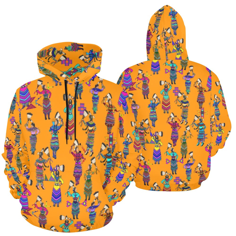 Women's Jingle Dancers Orange Hoodie for Women (USA Size)