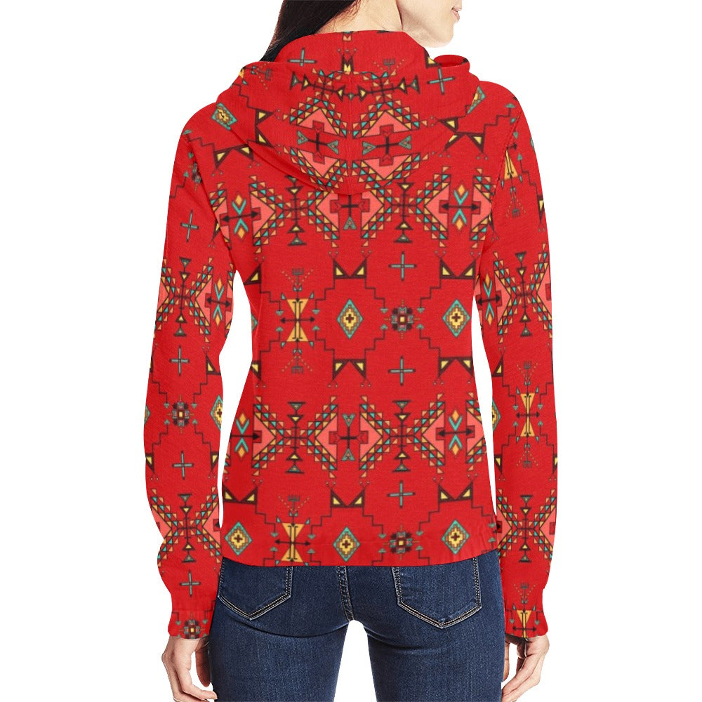 Thunder Flight Red Full Zip Hoodie for Women