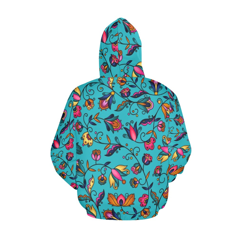 Copper Prairie Petals Turquoise Hoodie for Men (USA Size)