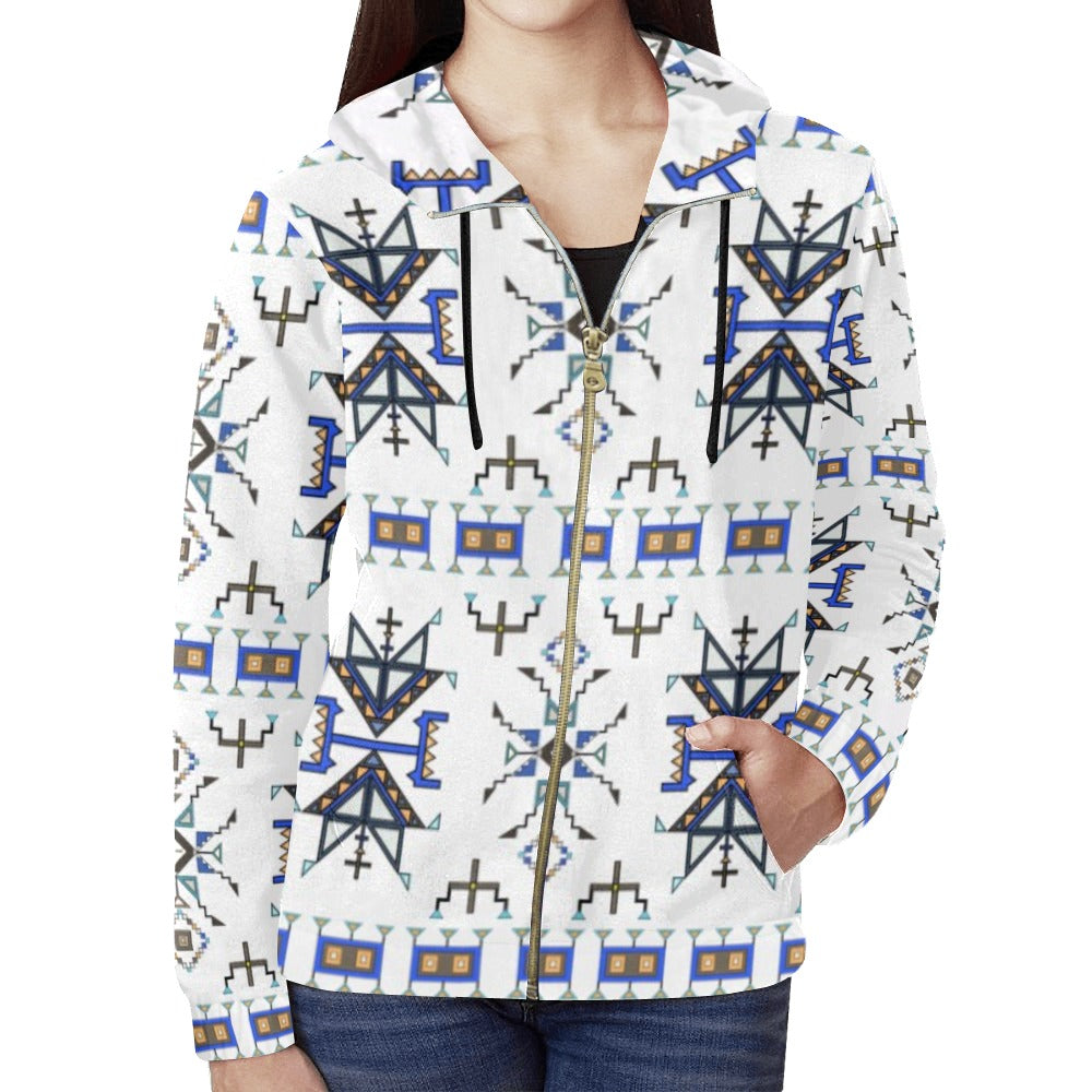 Eagle Strike White Full Zip Hoodie for Women