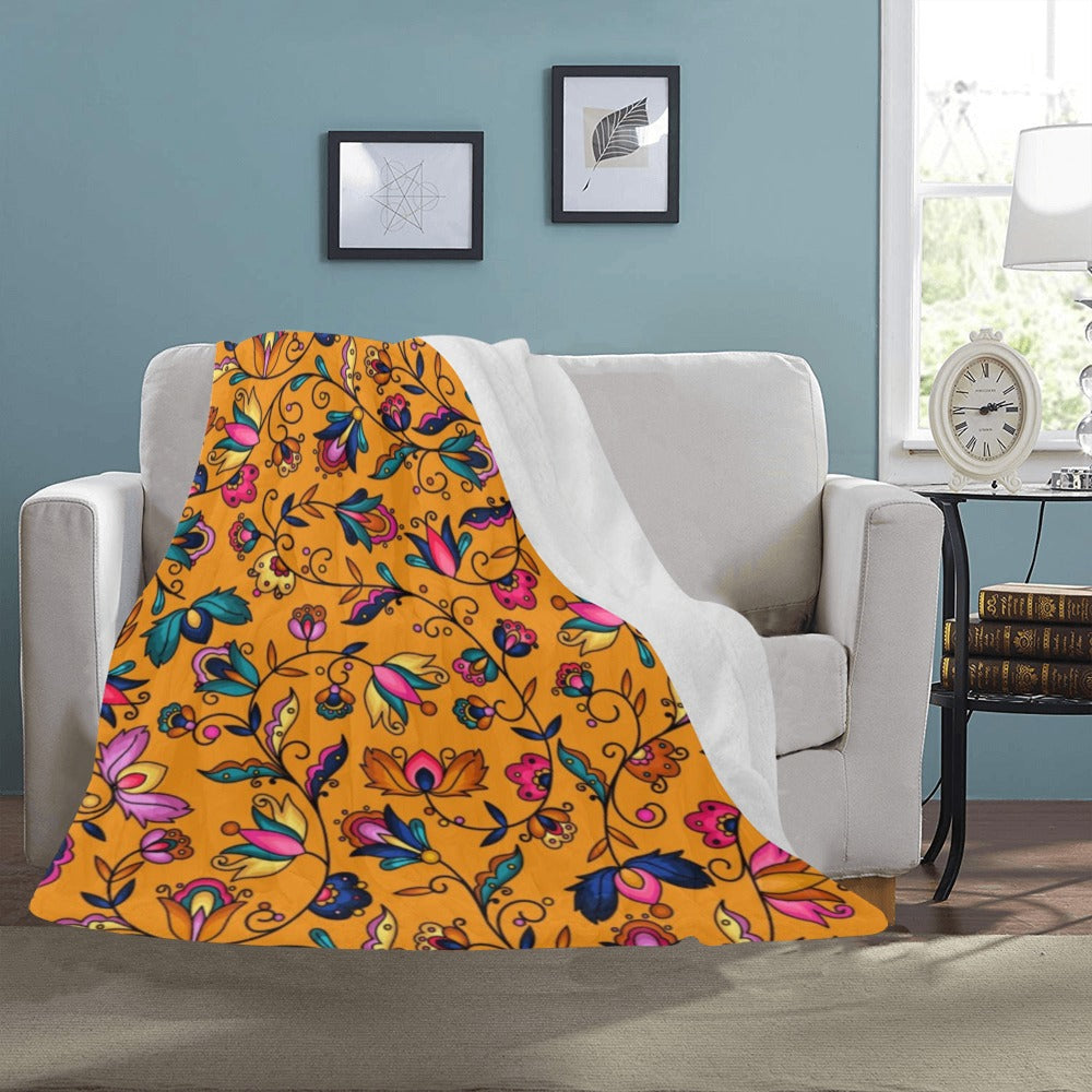Copper Prairie Petals Orange Ultra-Soft Micro Fleece Blanket 50"x60"