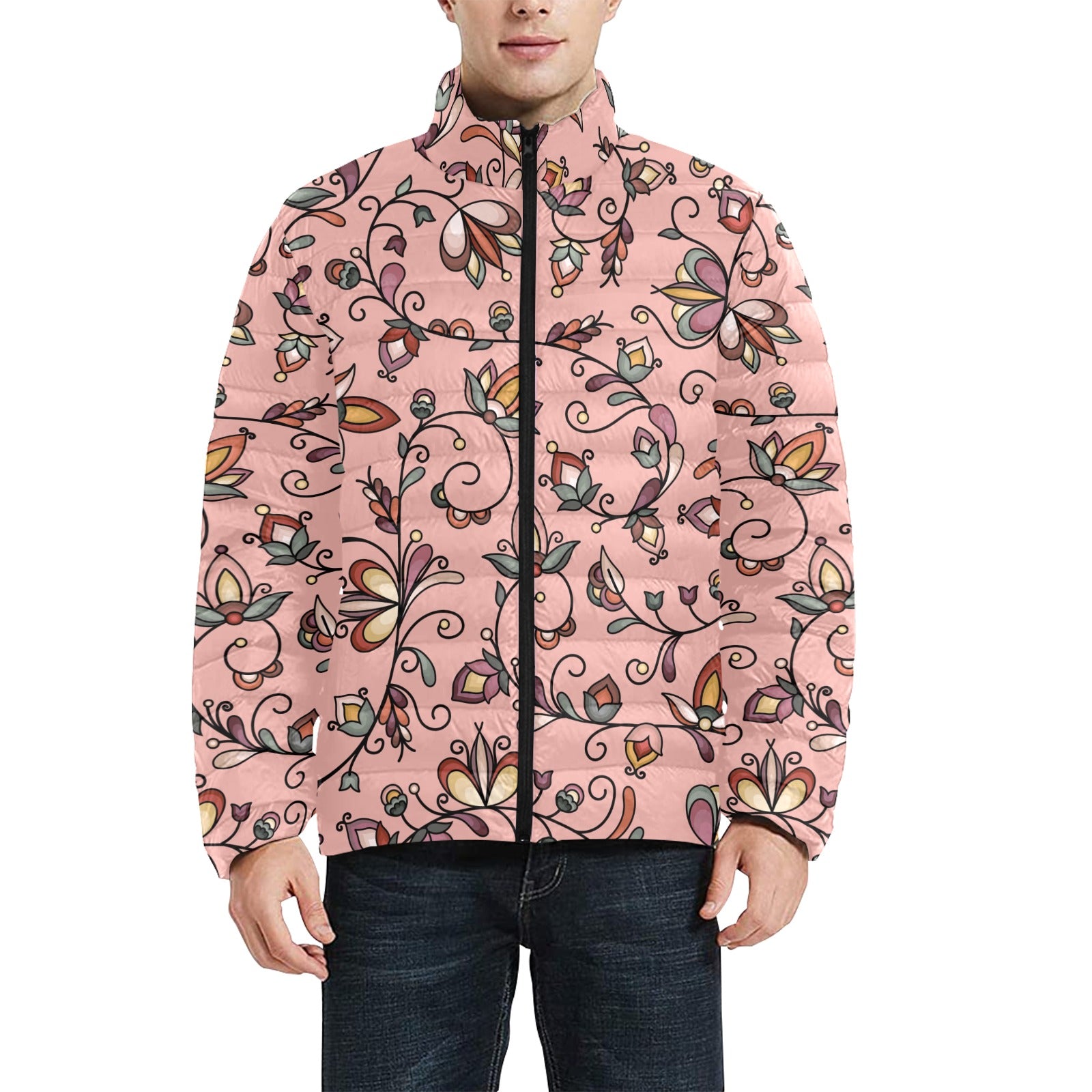 Burnt Sky Petals Peach Men's Padded Jacket
