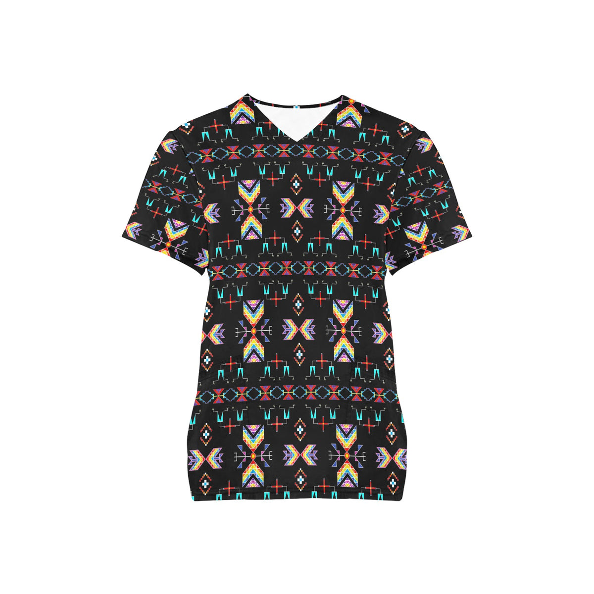 Rainy Chief Rainbow Black Scrub Top