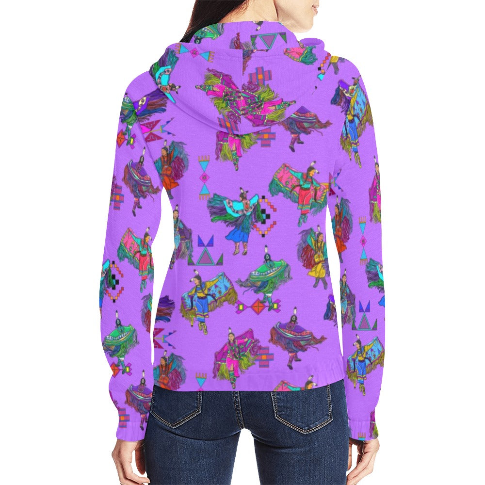 Women's Fancy Dancers Purple Full Zip Hoodie for Women