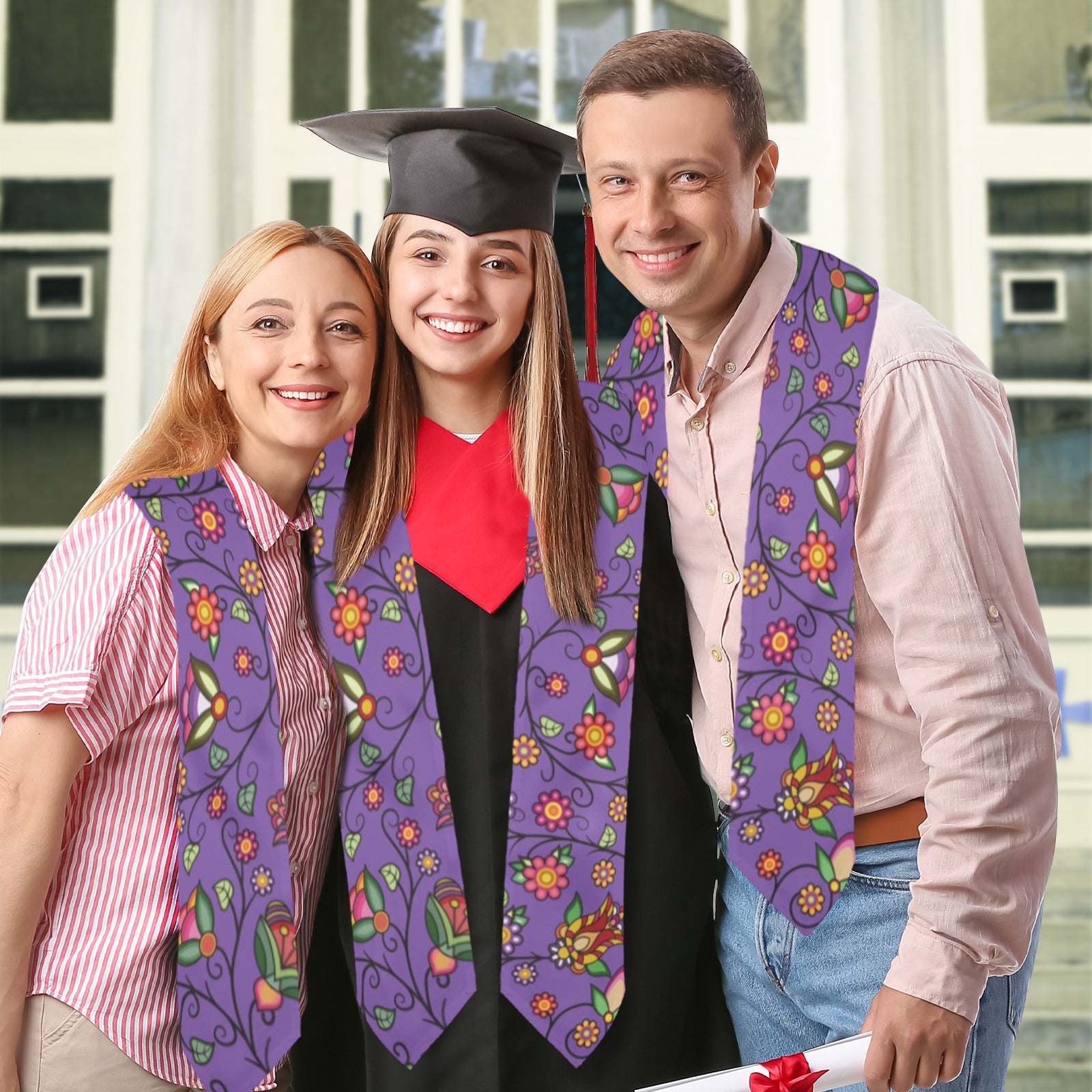 Heartbeat Petals Purple Graduation Stole