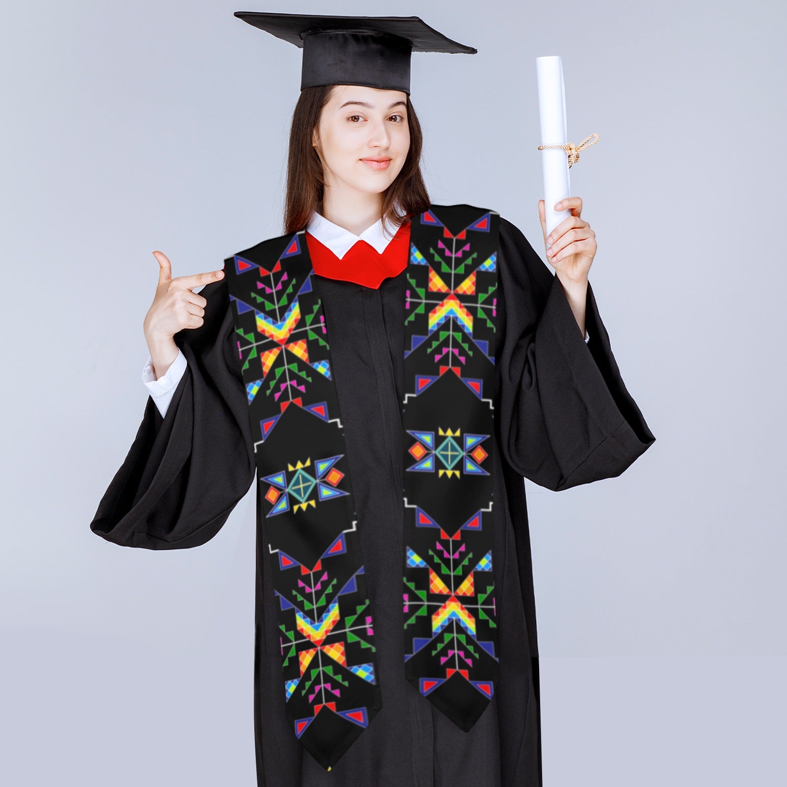 Buffalo Jump Black Graduation Stole