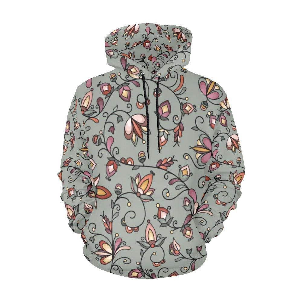 Burnt Sky Petals Green Hoodie for Men (USA Size)