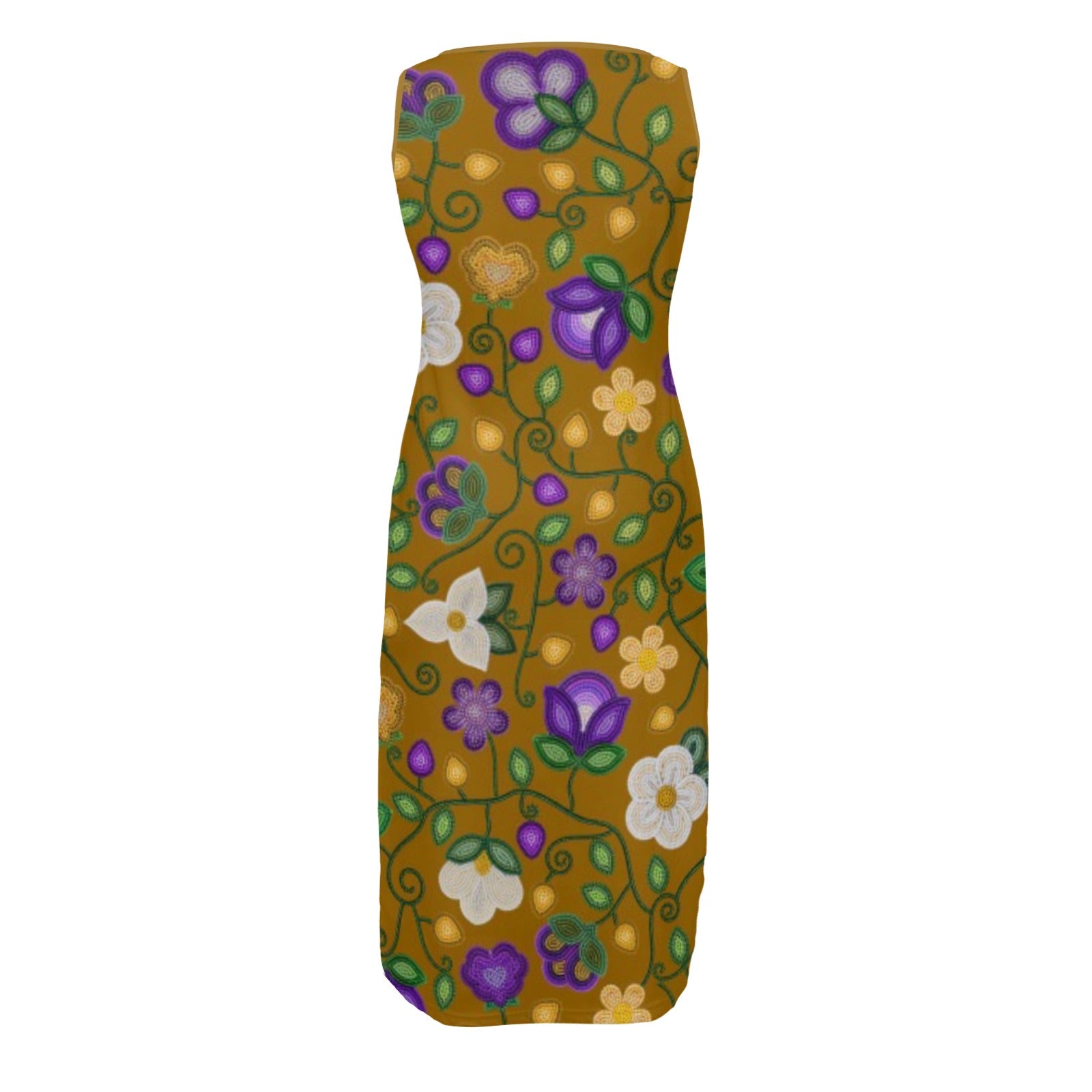 Midnight Moss Bloom Toffee Phaedra Sleeveless Open Fork Long Dress