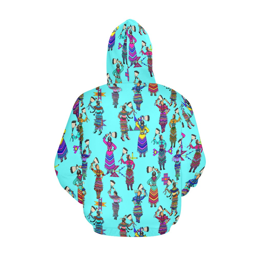 Women's Jingle Dancers Turquoise Hoodie for Men (USA Size)