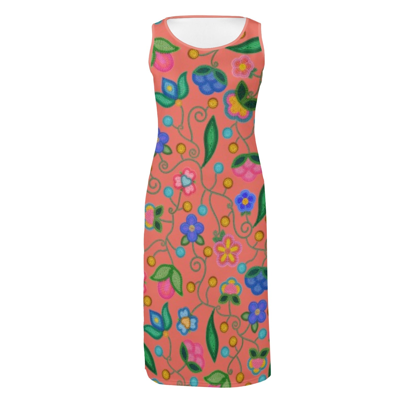 Skyberry Serenade Peach Phaedra Sleeveless Open Fork Long Dress