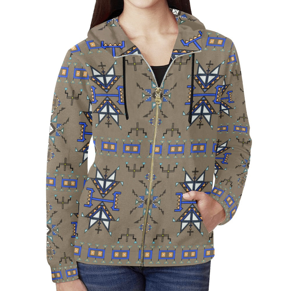 Eagle Strike Brown Full Zip Hoodie for Women
