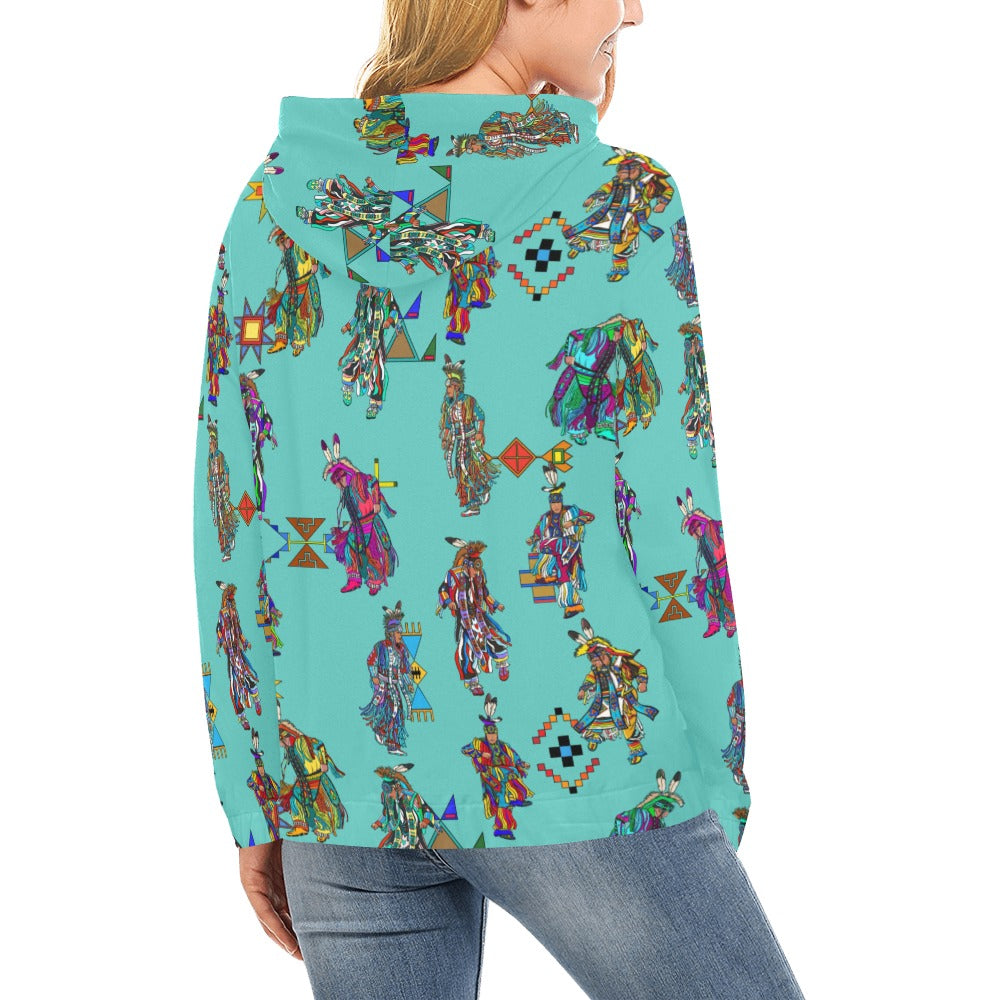 Men's Grass Dancers Eggshell Blue Hoodie for Women (USA Size)