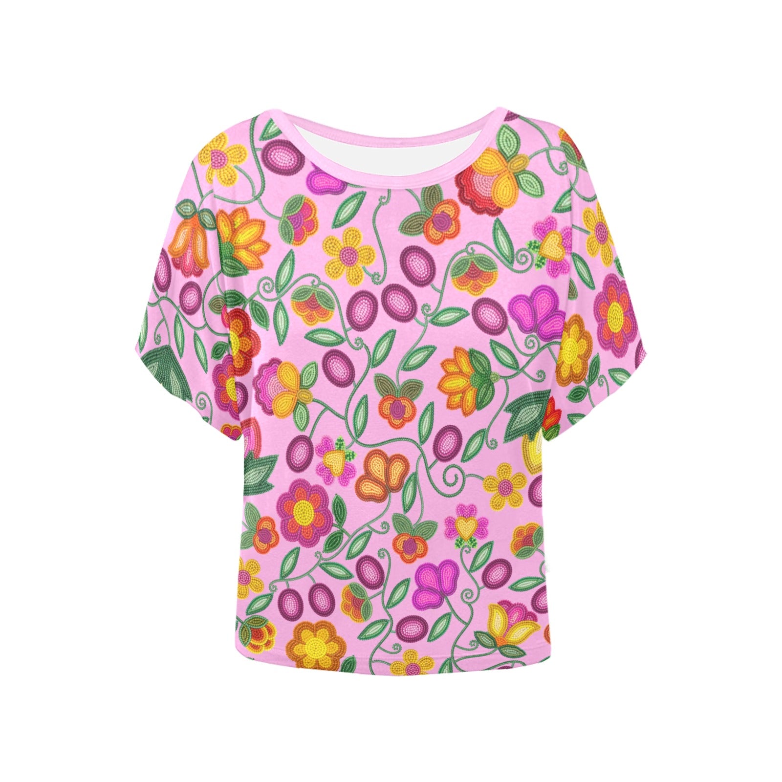 Boreal Bounty Pink Women's Batwing-Sleeved Blouse T-shirt