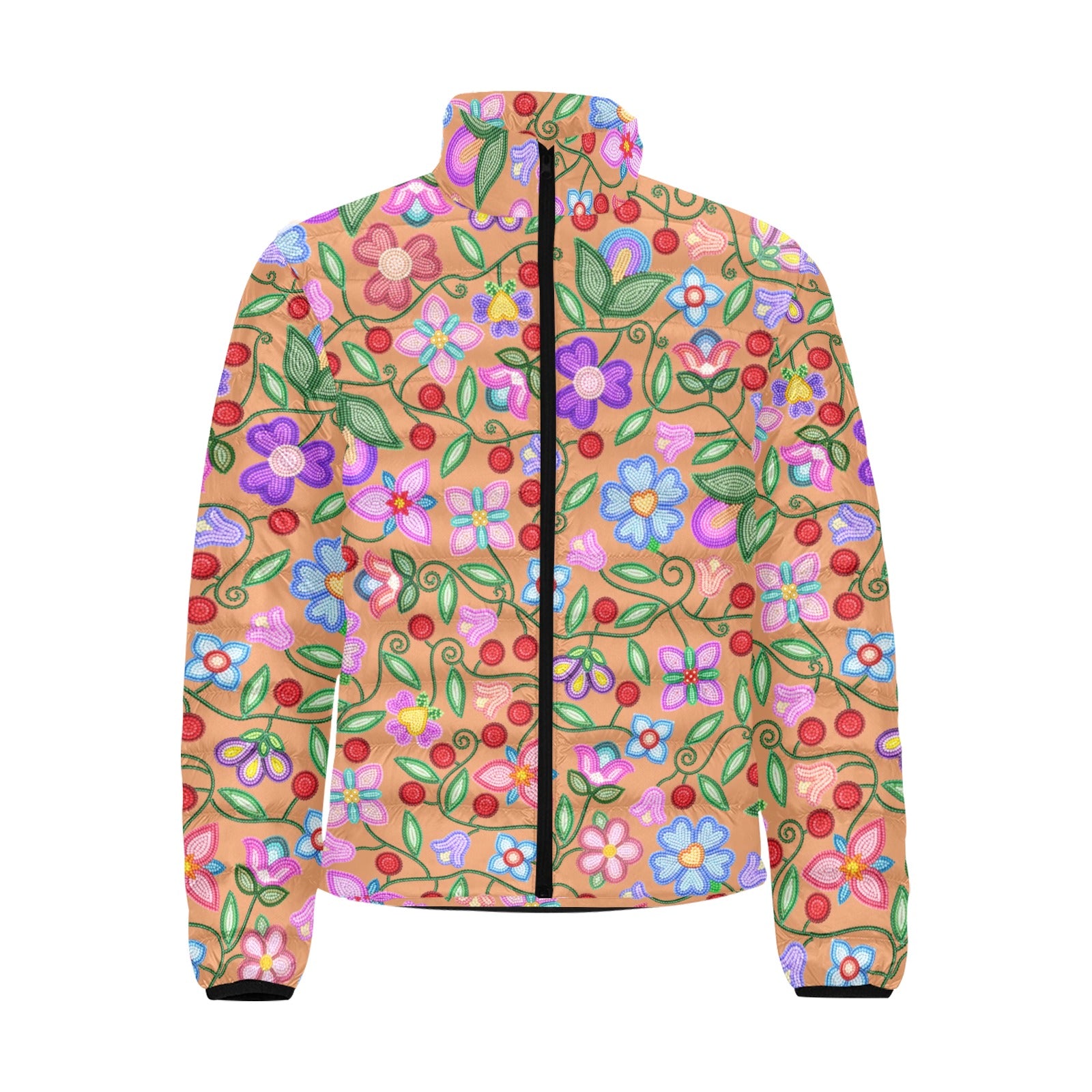 Petal Harmony Terracotta Men's Padded Jacket
