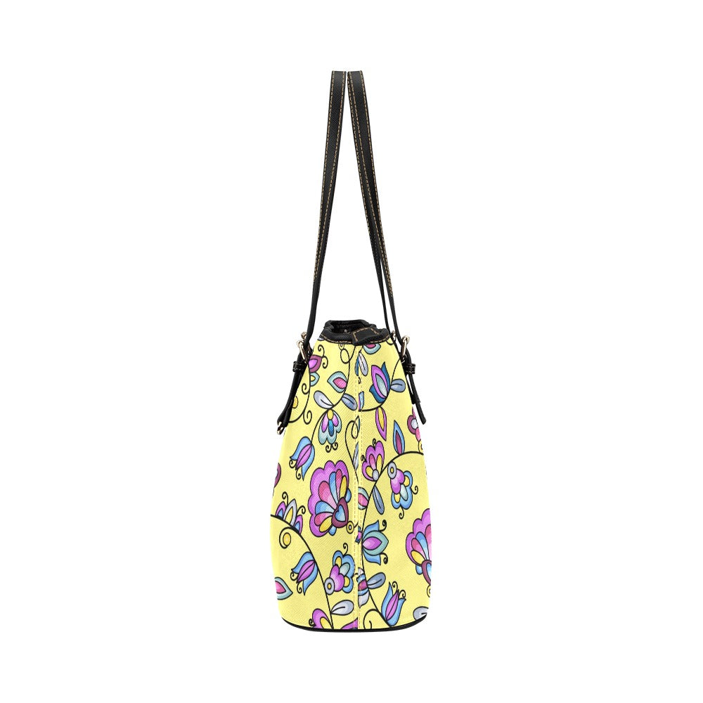 Autumn Bundle Blessing Yellow Leather Tote Bag/Large