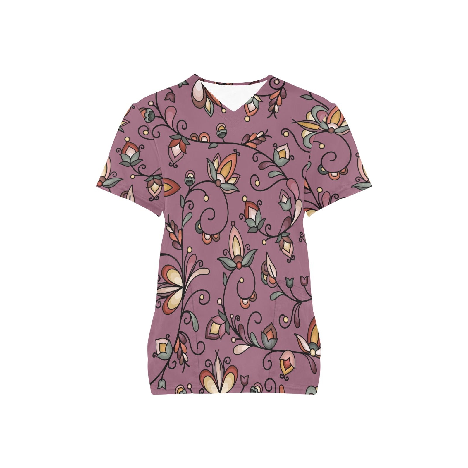 Burnt Sky Petals Magenta Scrub Top